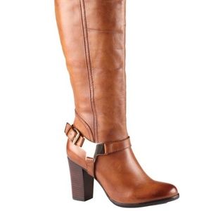 New Aldo Real Leather Knee Cognac Brown boot 8.5